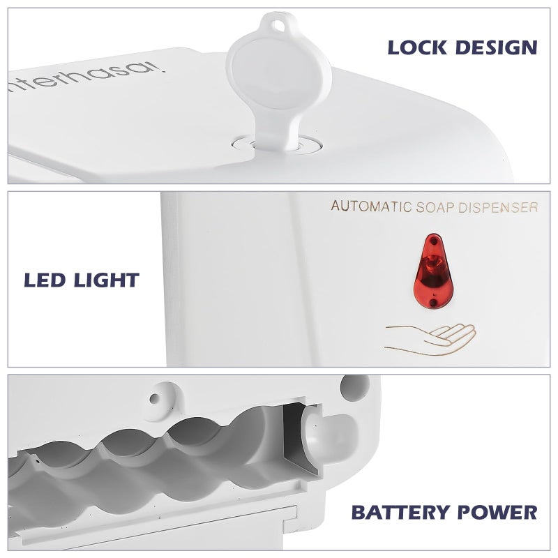 interhasa! Automatic Soap Dispenser Wall Mount 20oz Refillable Liquid Hand Sanitizer Dispenser Commercial Soap Dispenser for Bathroom Support Liquid Gel - Image 5